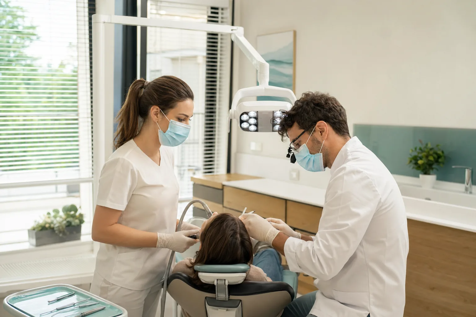 Dental treatment in a clean modern clinic environment